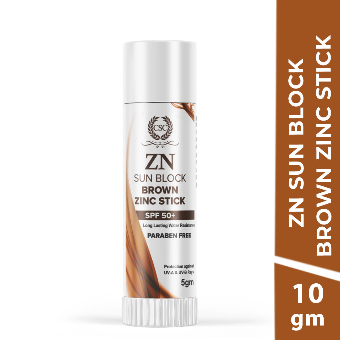 CSC ZN Sunblock Brown Zinc Oxide Cream Stick - SPF 50+ Broad