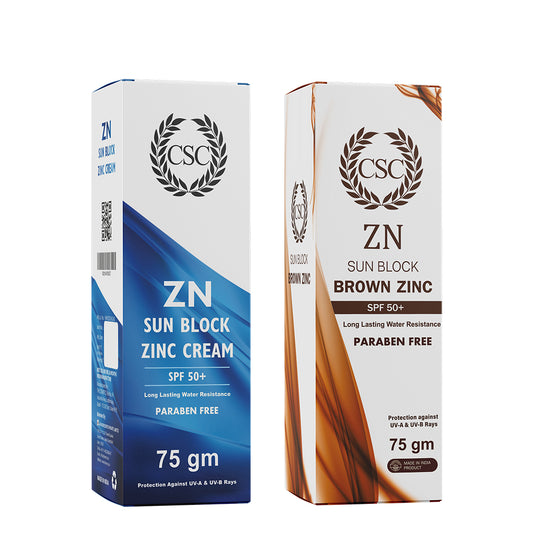 CSC ZN Sunblock Zinc Oxide Cream, Brown And White - Pack Of 2