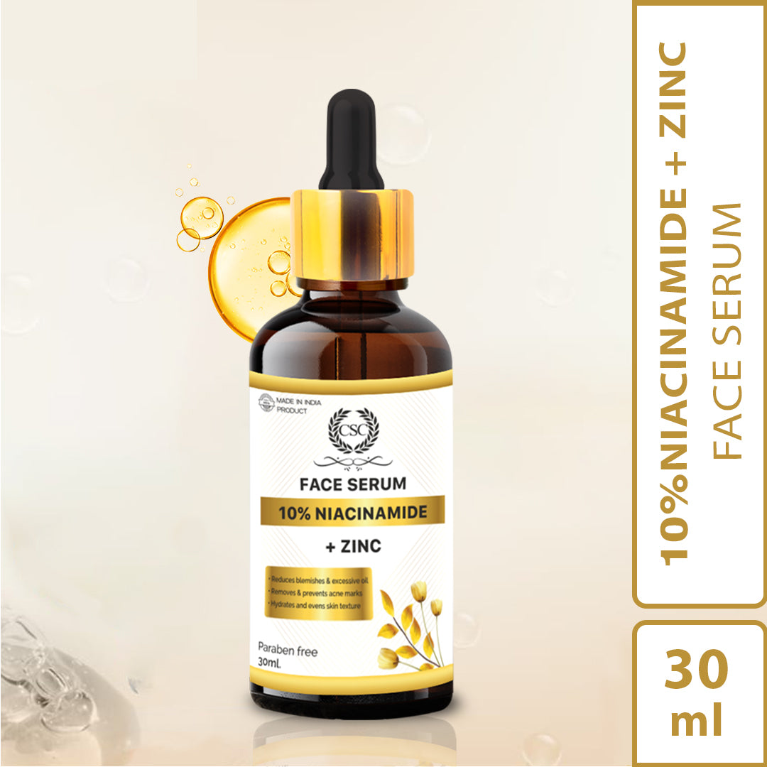 CSC 10% Niacinamide Serum + Zinc | Face Serum to Reduce Blemishes, Excessive Oil | Helps Remove And Prevent Acne marks - for All Skin Types 30ml