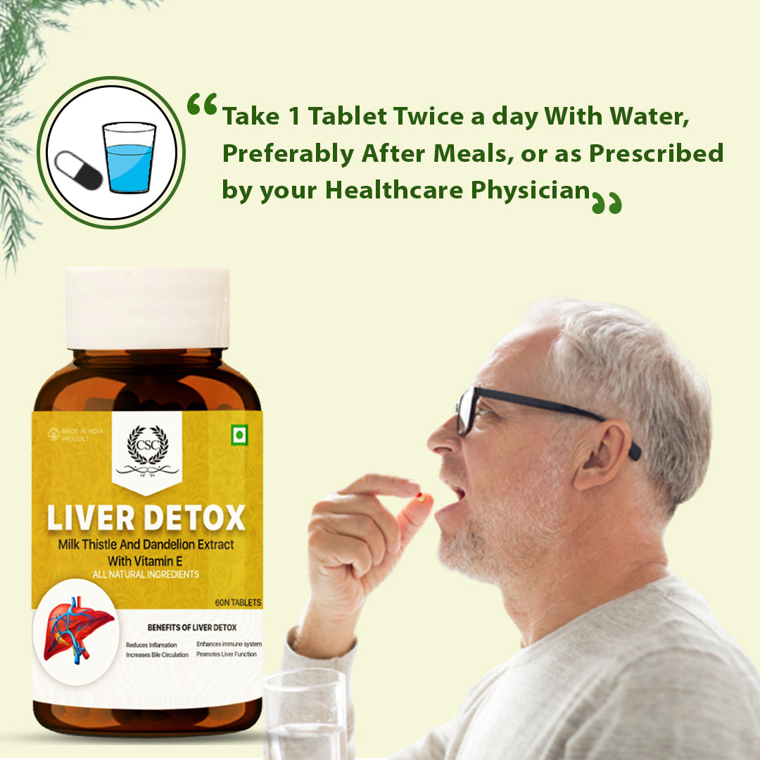 CSC Liver Detox  - Liver Support Supplement With Milk Thistle | 60 Vegetarian Capsules