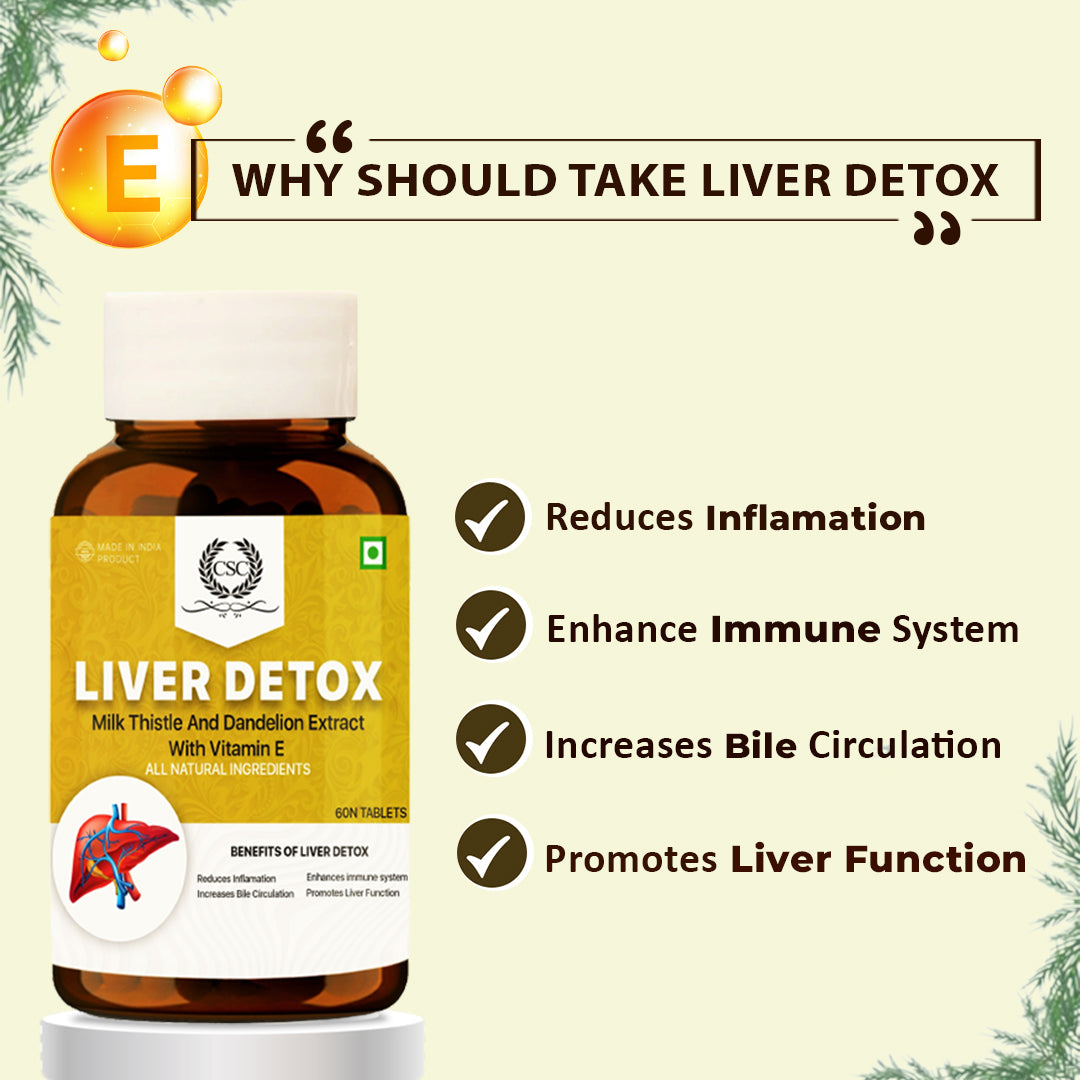 CSC Liver Detox  - Liver Support Supplement With Milk Thistle | 60 Vegetarian Capsules